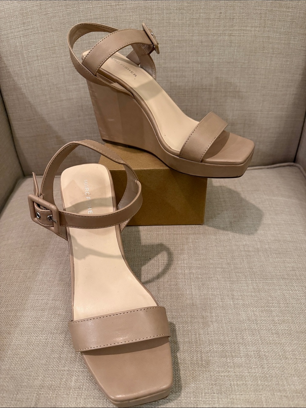 Marc Fisher Nude Wedges